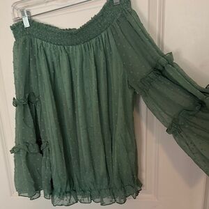 Elegant Green Off-Shoulder Shirt